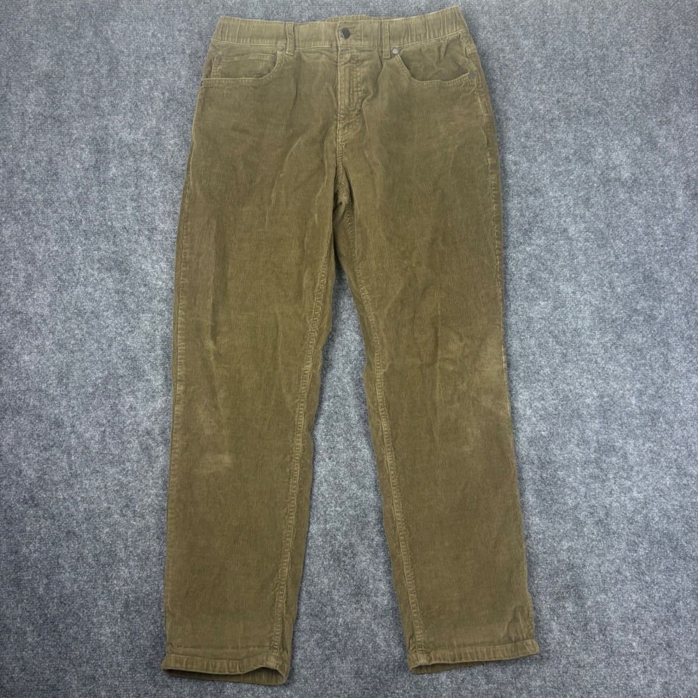Bearbottom Corduroy Pants Mens Large 30 Inseam Olive Green Stretch Elastic Waist